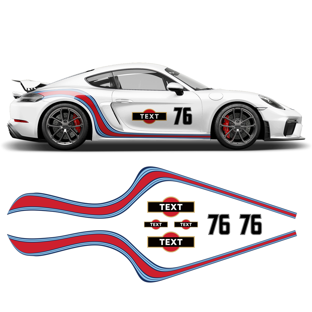 Curved Martini Side Stripes, fit Cayman / Spyder 2005–2013 / 2014–2019