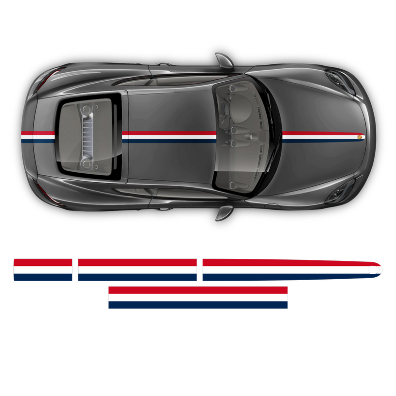French Flag Style Racing stripes set, for Porsche Cayman / Boxster