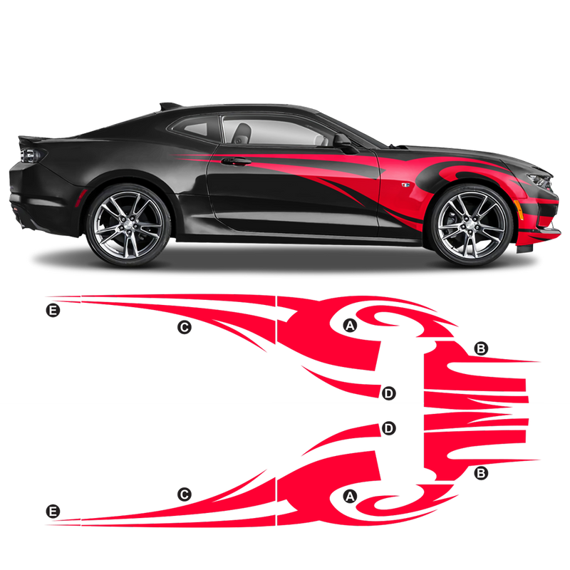 TRIBAL Side Graphic in one color, Camaro 2010 - 2020 black