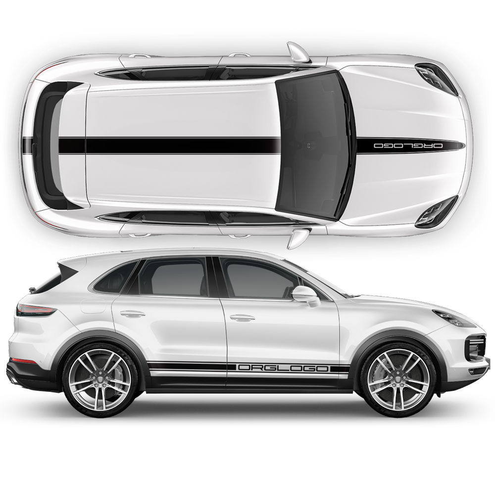 Custom Color Racing Decal Set For Porsche Cayenne Or Macan - One Color, Vinyl, 5-Year Warranty