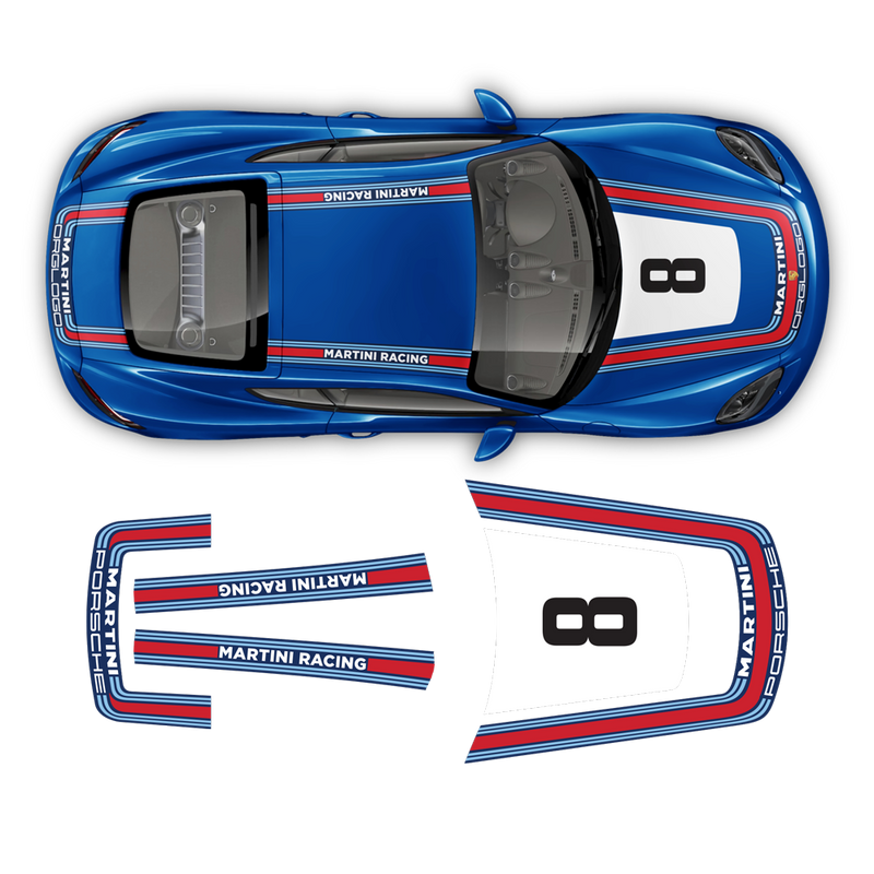 RETRO STYLE MARTINI RACING STRIPES SET, for CAYMAN / BOXSTER 2005 - 2021
