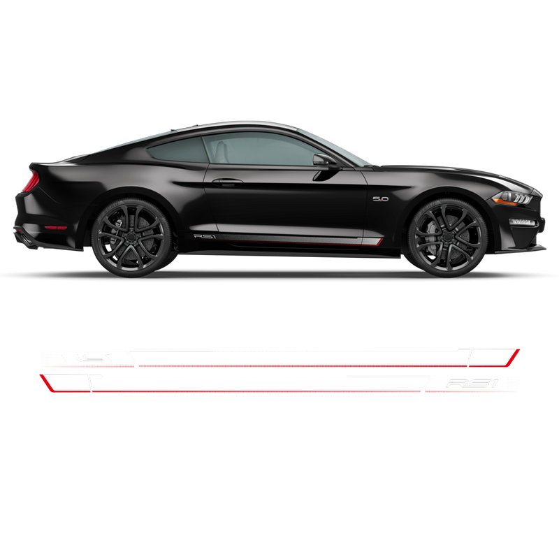 Roush RS1 / RS2 / RS3 faded rocker stripes, Ford Mustang 2015 - 2019
