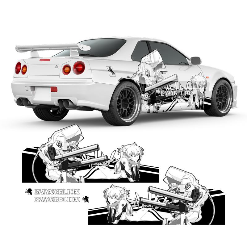 Itasha EVANGELION ASUKA Anime Style Side Graphics, for any Car Body