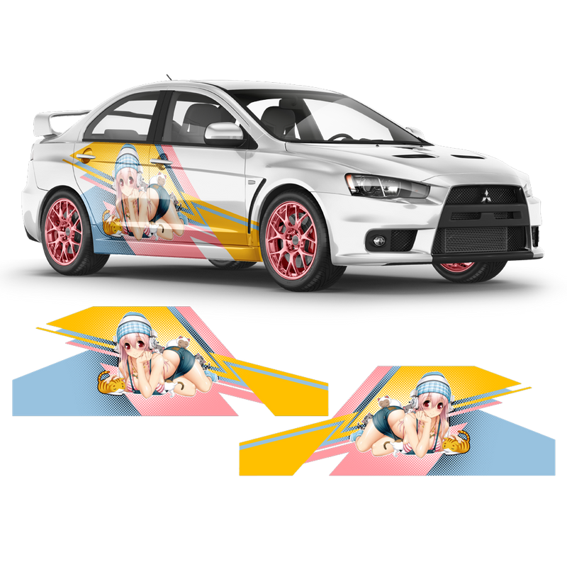 Itasha Super Sonico Anime Style Decals, for any Car Body