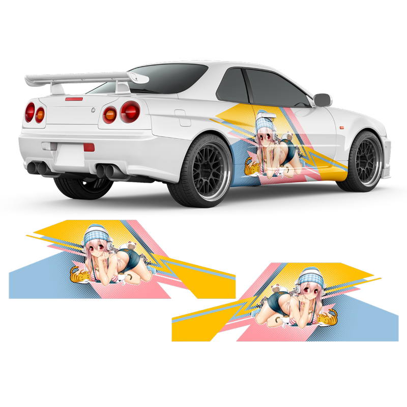 Itasha Super Sonico Anime Style Decals, for any Car Body