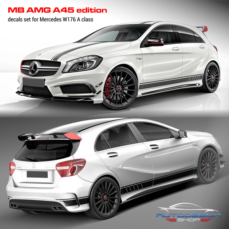 Mercedes W176 A Class AMG A45 Edition 1 Style Stripes Graphics Decals - autodesign.shop