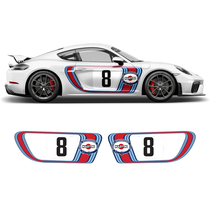 Retro Style Martini Racing Side Graphic, Cayman / Boxster 1996 - 2021