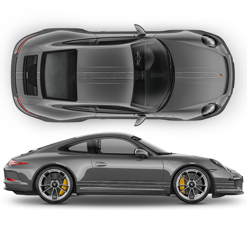Scratched THIN Martini Racing stripes kit, Carrera / Cayman / Boxster Decals - autodesign.shop