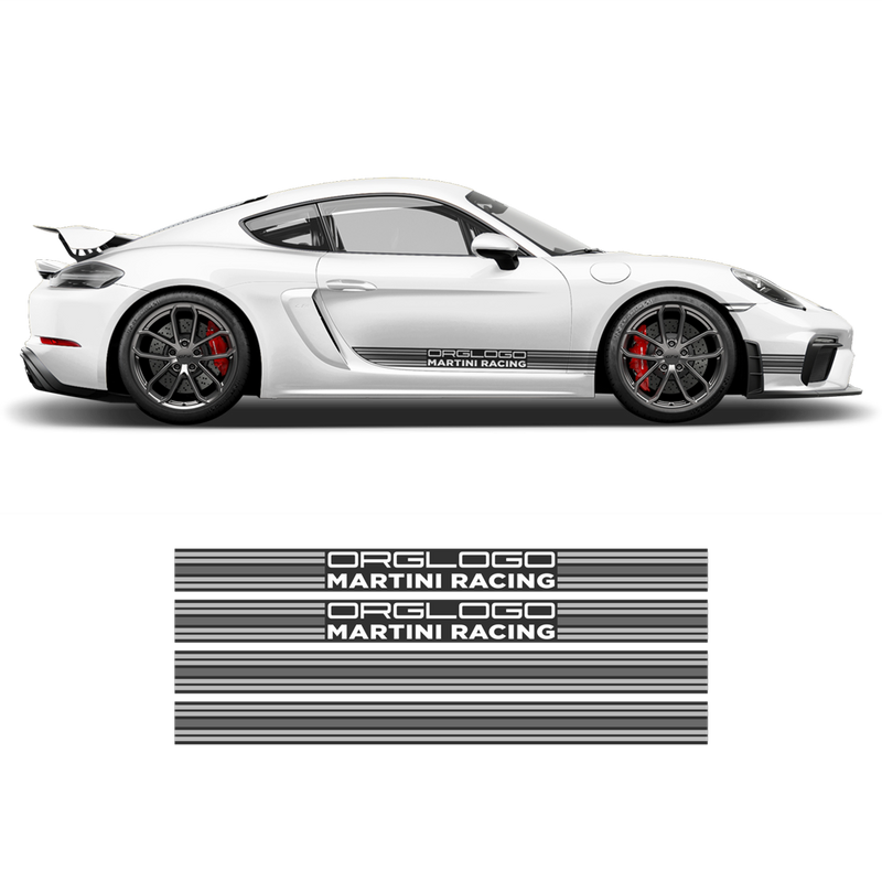 Martini THIN Racing stripes LOGO, Carrera / Cayman / Boxster grayscale
