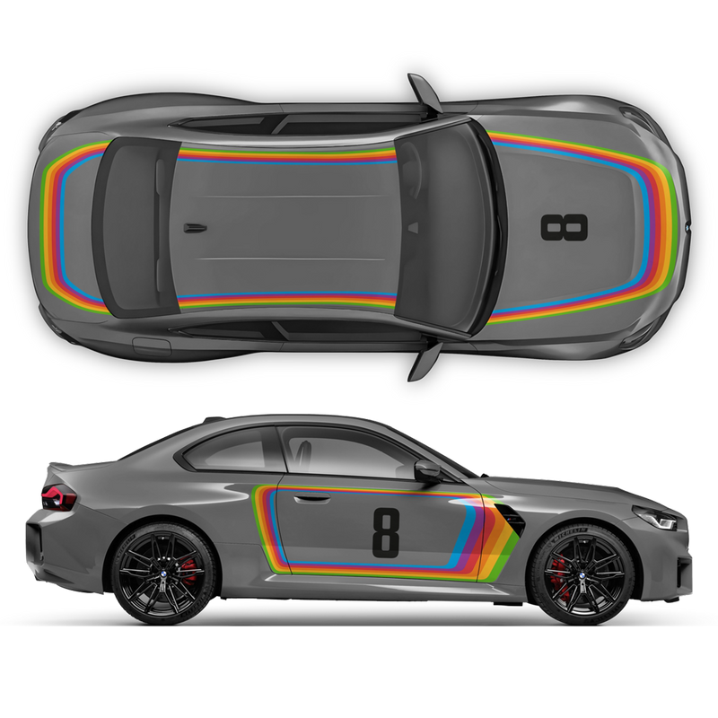 Rainbow Retro Decals Set, for BMW M2 G87