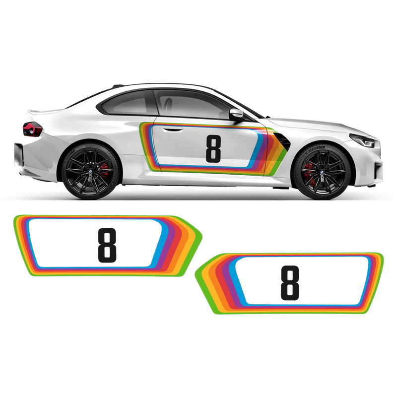 Rainbow Retro style Decals Set, for BMW M2 G87
