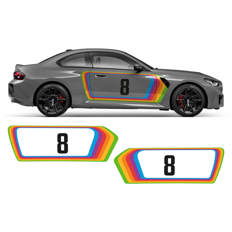 Rainbow Retro Decals Set, for BMW M2 G87