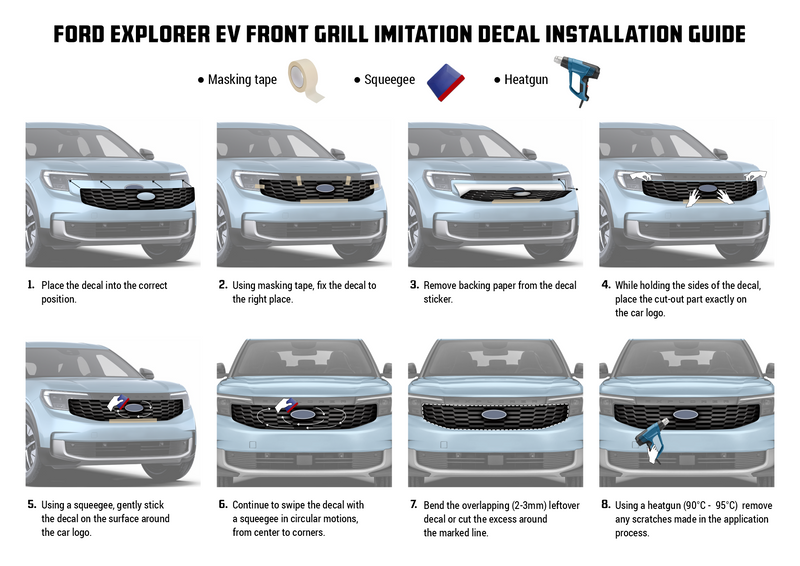 Front Grill Imitation Decal BRONZE, for Ford Explorer EV 2024<