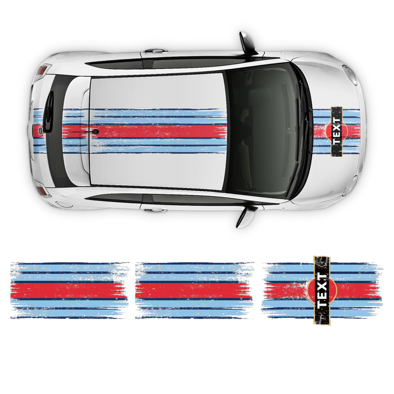SCRATCHED MARTINI Racing STRIPES, for Fiat 500