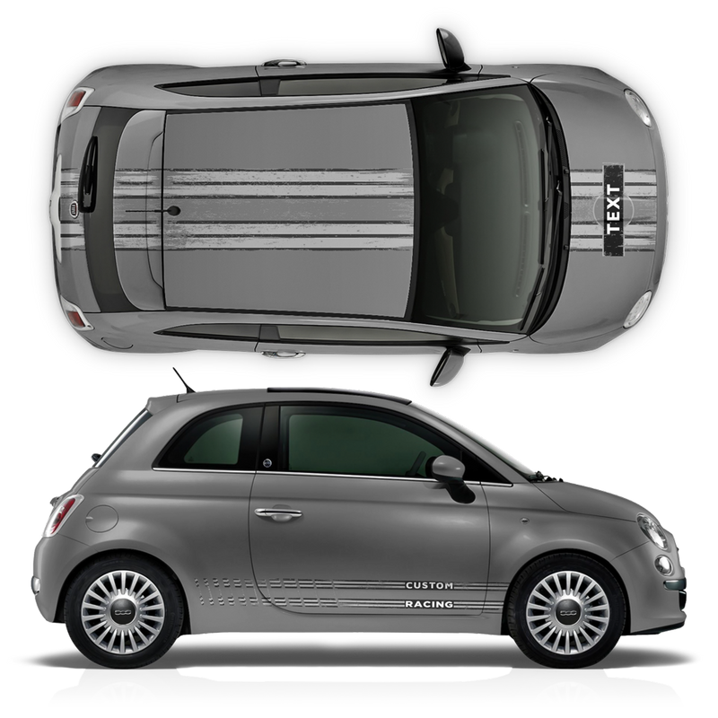 SCRATCHED MARTINI Racing STRIPES, for Fiat 500