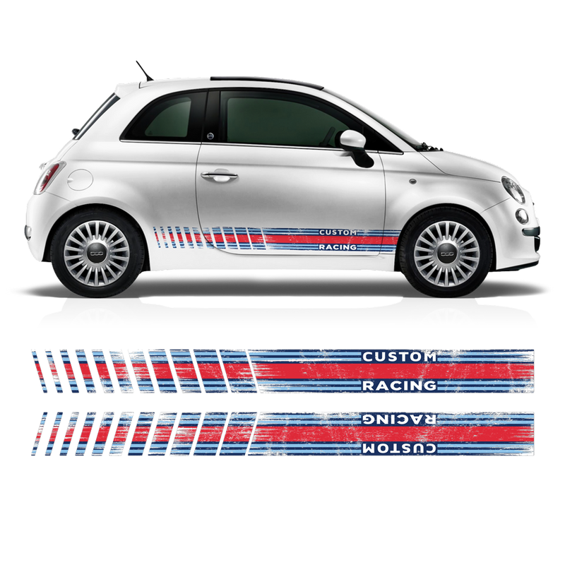 SCRATCHED MARTINI Racing STRIPES, for Fiat 500