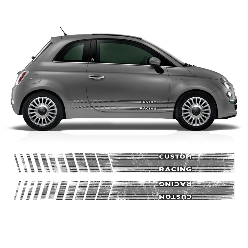 SCRATCHED MARTINI Racing STRIPES, for Fiat 500
