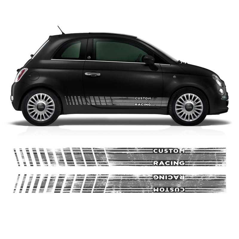 SCRATCHED MARTINI Racing STRIPES, for Fiat 500