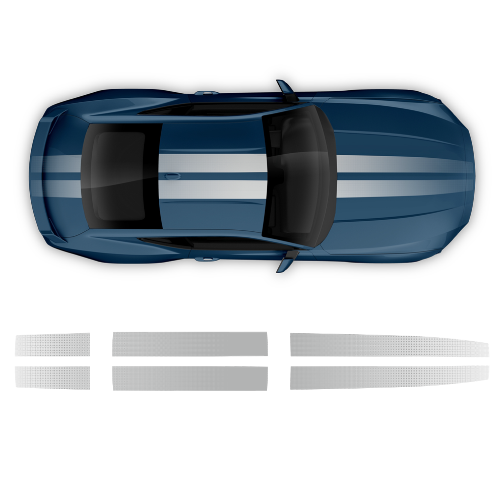Faded Top Racing Stripes Set, for Mustang 2024 - 2025 (Gen7
