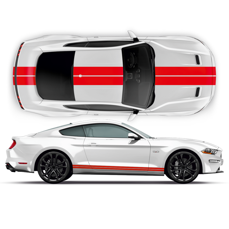 8inch Double Racing Stripes, for Ford Mustang 2015 - 2023