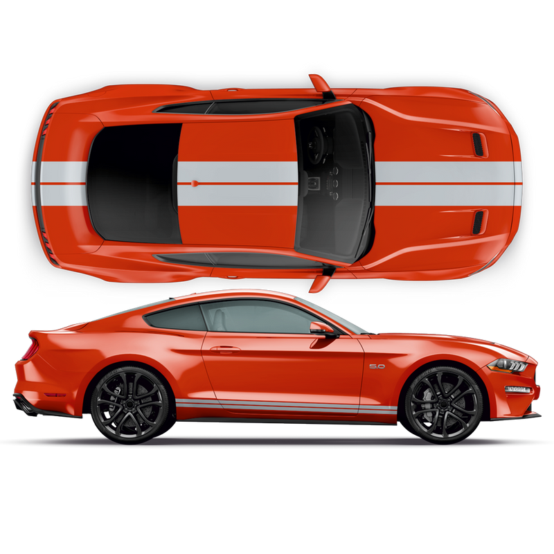 8inch Double Racing Stripes, for Ford Mustang 2015 - 2023