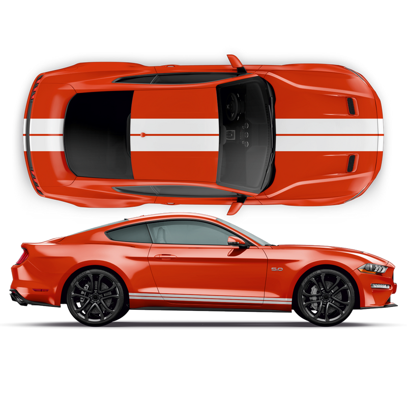 8inch Double Racing Stripes, for Ford Mustang 2015 - 2023