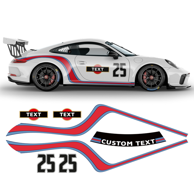 Curved Martini Decals set, for Carrera 996/997/991/992