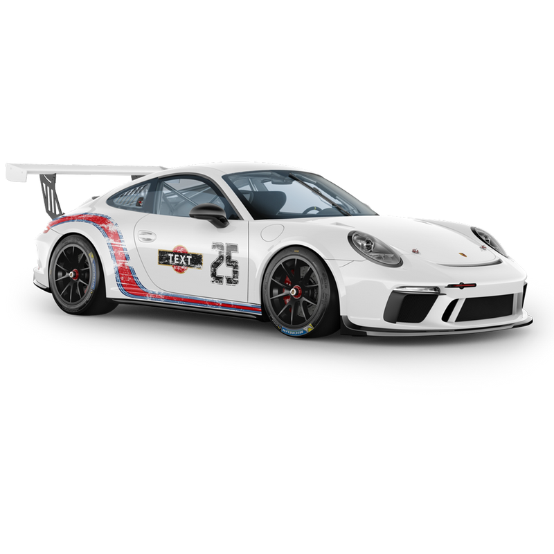 Scratched Curved Martini Side Stripes Graphic, for Carrera 996/997/991/992