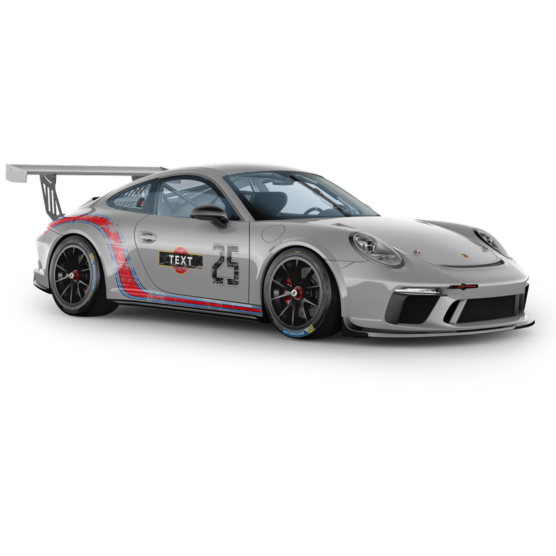 Scratched Curved Martini Side Stripes Graphic, for Carrera 996/997/991/992
