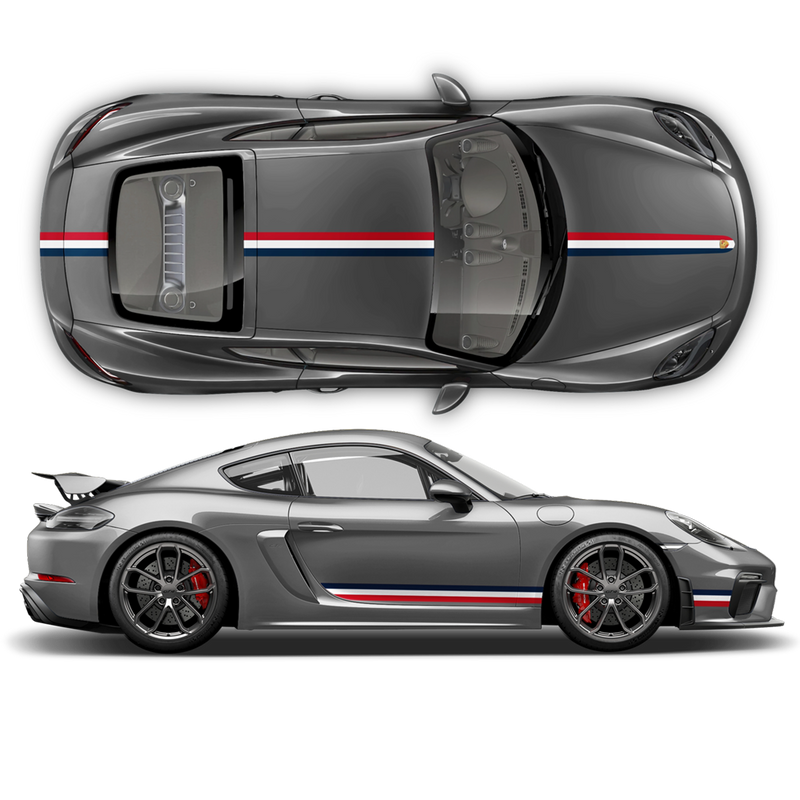 French Flag Style Racing stripes set, for Porsche Cayman / Boxster