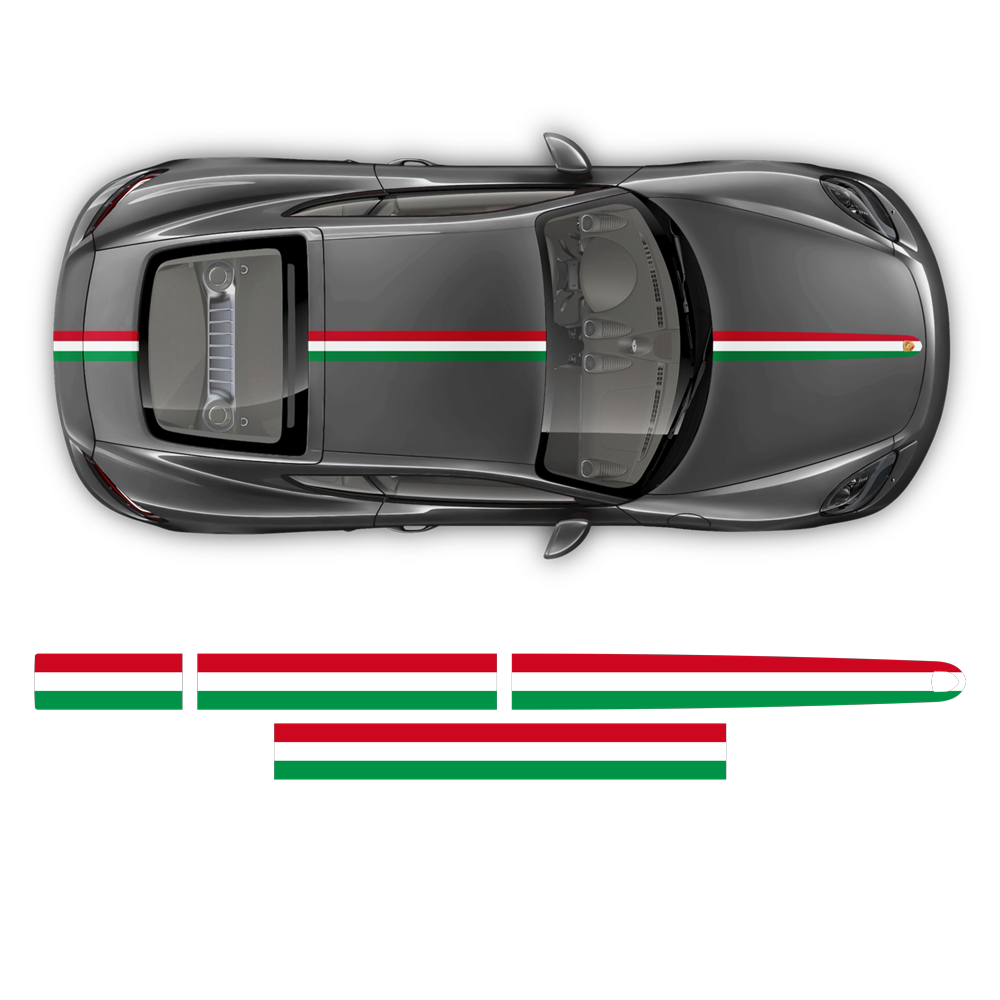 Italian Racing Strips Italian Flag Style Racing stripes set, for Porsche Cayman / Boxster