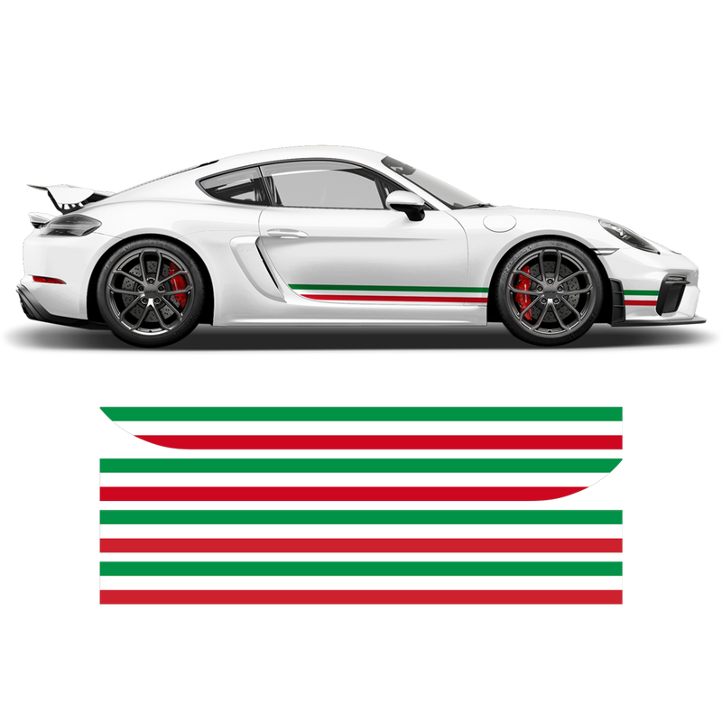 Italian Flag Style Racing stripes set, for Porsche Cayman / Boxster