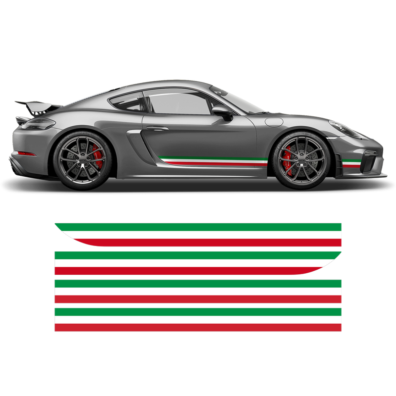 Italian Flag Style Racing stripes set, for Porsche Cayman / Boxster