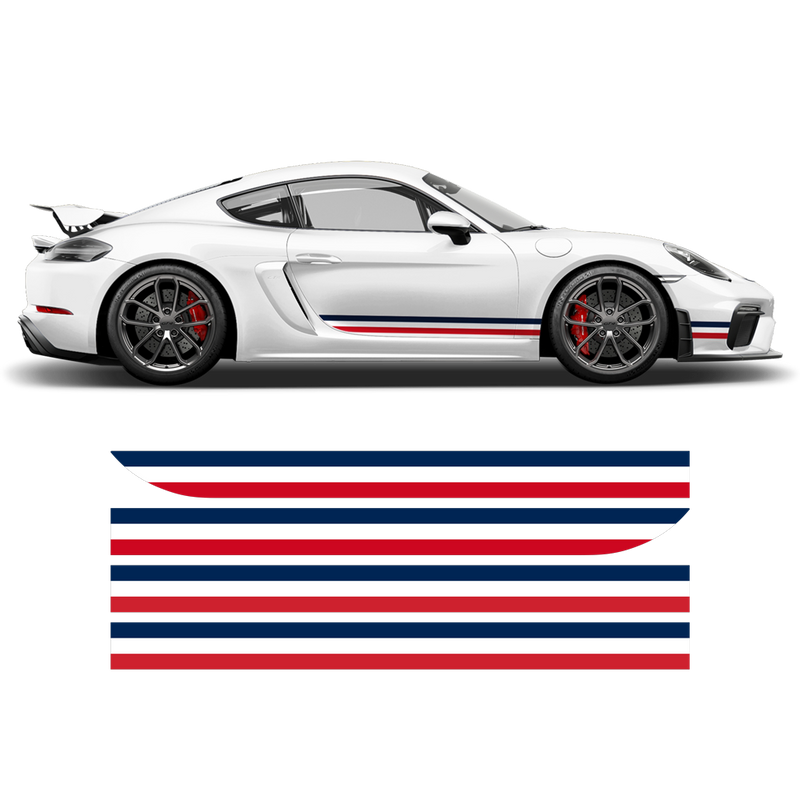 French Flag Style Racing stripes set, for Porsche Cayman / Boxster