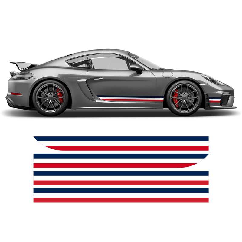 French Flag Style Racing stripes set, for Porsche Cayman / Boxster