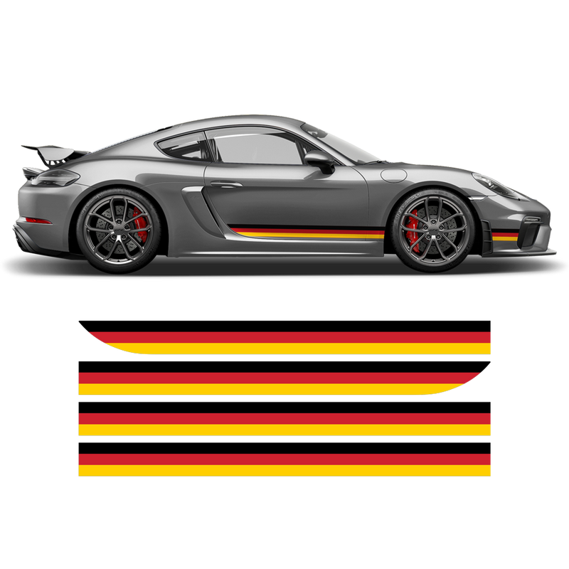 German Flag Style Racing stripes set, for Porsche Cayman / Boxster