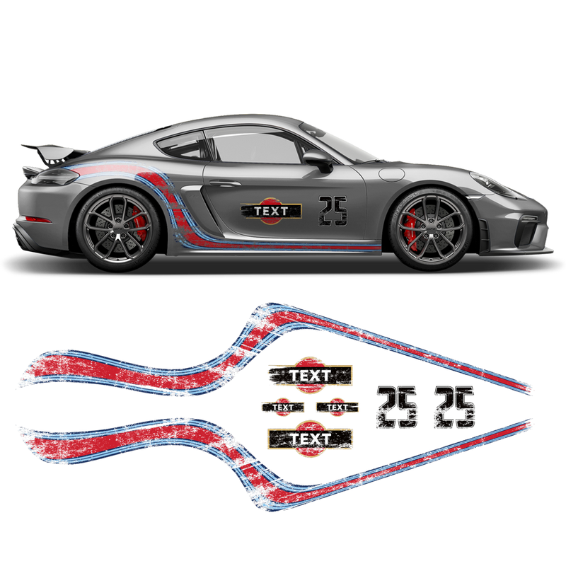 Scratched Curved Martini Side Stripes Graphic, for Cayman / Spyder