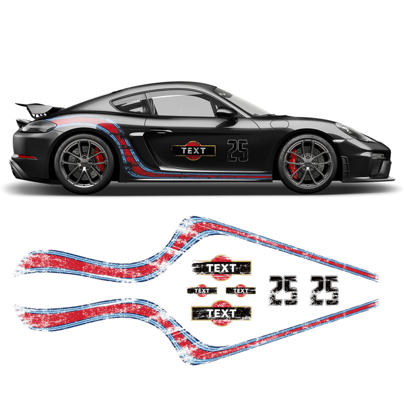 Scratched Curved Martini Side Stripes Graphic, for Cayman / Spyder