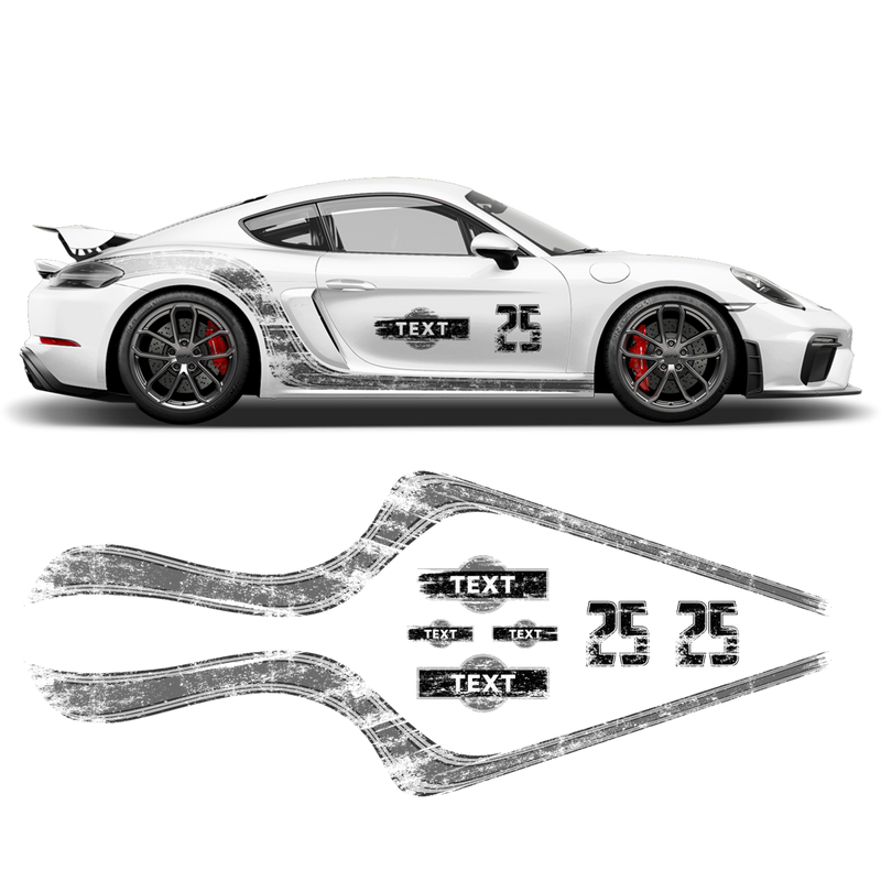Scratched Curved Martini Side Stripes Graphic, for Cayman / Spyder