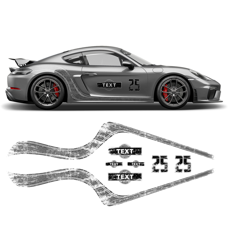 Scratched Curved Martini Side Stripes Graphic, for Cayman / Spyder