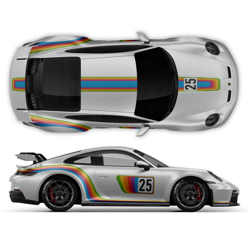 Curved Rainbow Decals set, fit Carrera 996/997/991/992