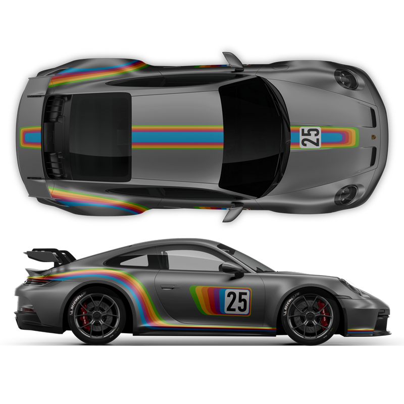 Curved Rainbow Decals set, fit Carrera 996/997/991/992