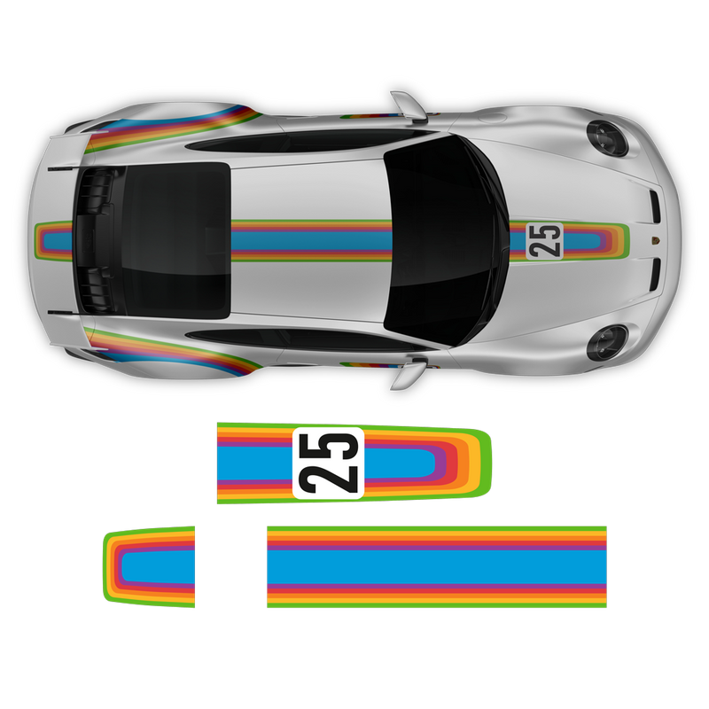 Curved Rainbow Decals set, fit Carrera 996/997/991/992