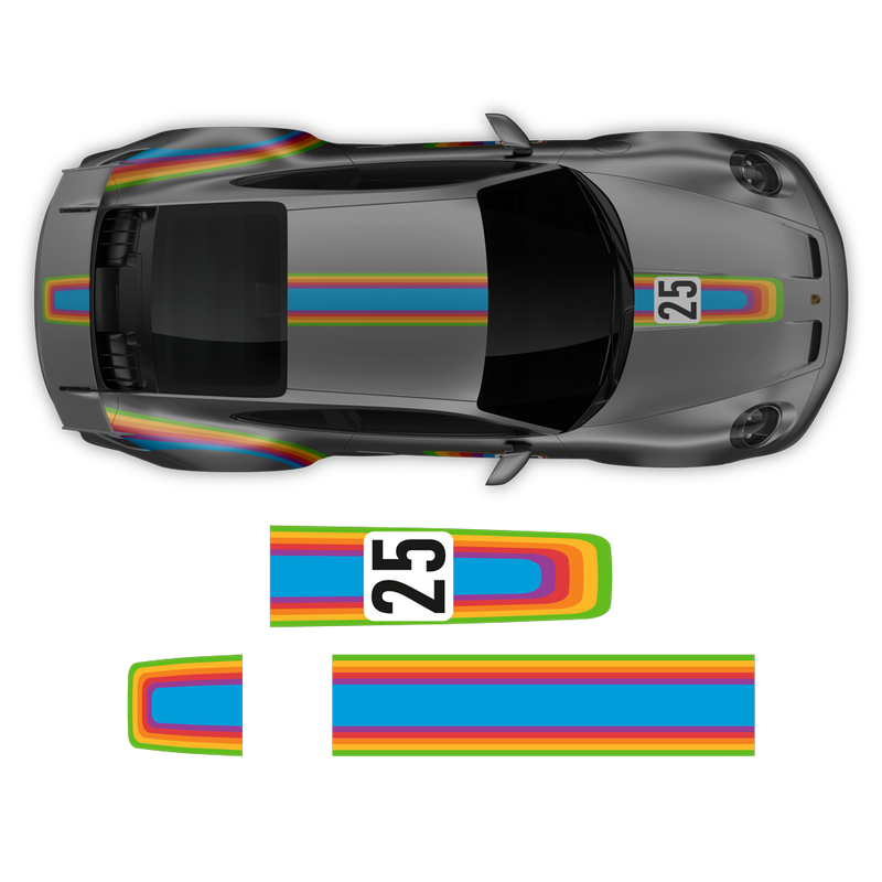 Curved Rainbow Decals set, fit Carrera 996/997/991/992