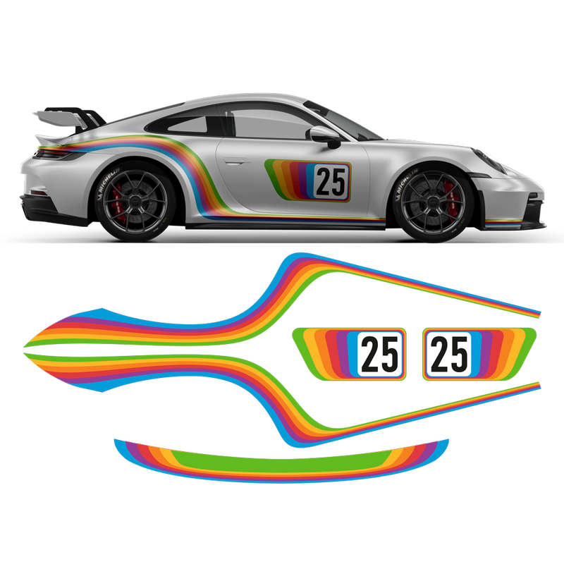 Curved Rainbow Decals set, fit Carrera 996/997/991/992