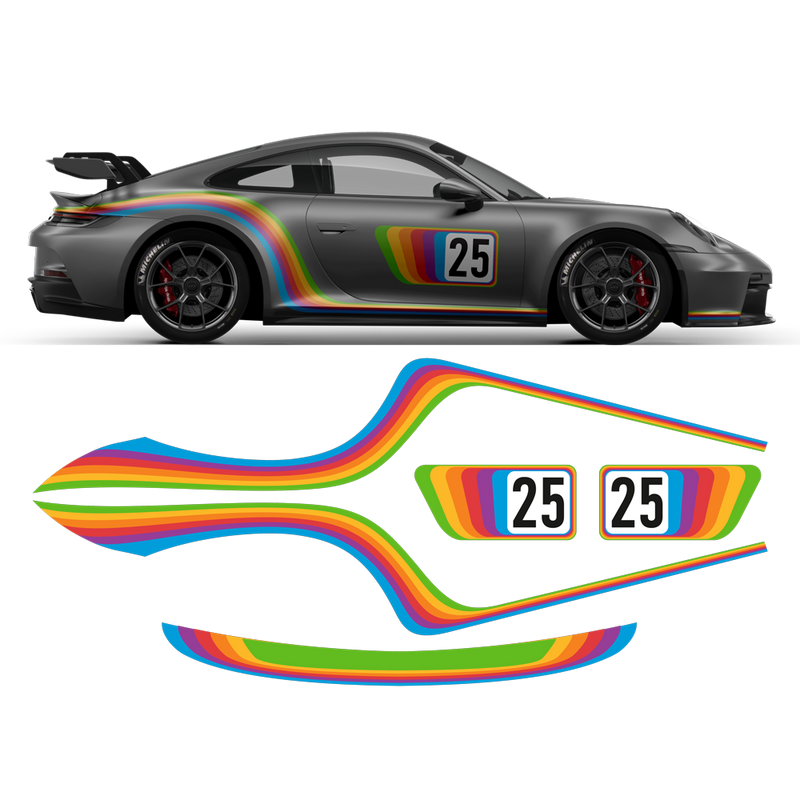 Curved Rainbow Decals set, fit Carrera 996/997/991/992