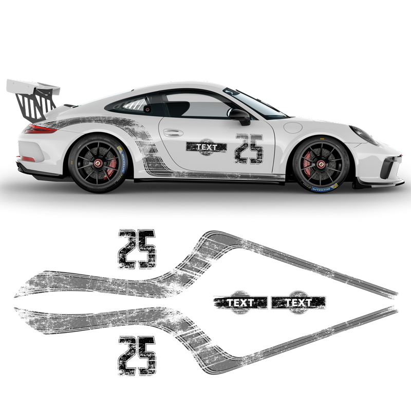 Scratched Curved Martini Side Stripes Graphic, for Carrera 996/997/991/992