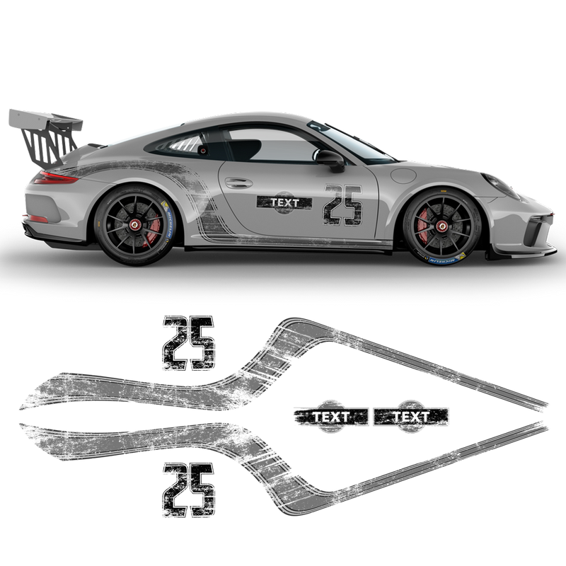 Scratched Curved Martini Side Stripes Graphic, for Carrera 996/997/991/992
