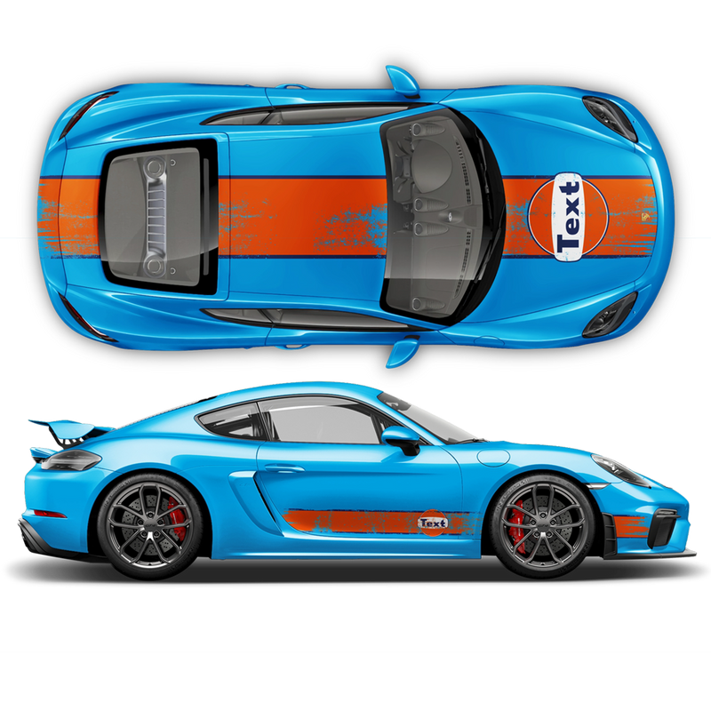 GULF Le Mans Scratched Racing Stripes set, Cayman / Boxster