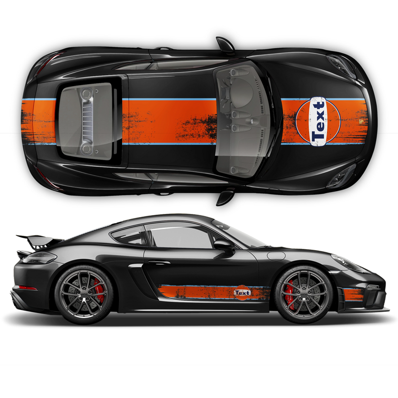 GULF Le Mans Scratched Racing Stripes set, Cayman / Boxster